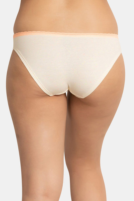 Zivame Beautiful Basics Mid Rise Bikini Panty Off White Neon Orange