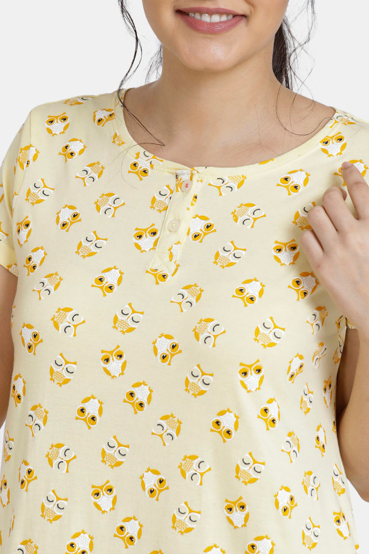Zivame Must Haves Knit Cotton Mid Length Nightdress