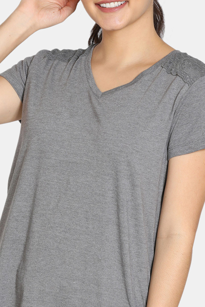 Zivame Summer Blush Poly Knit Cotton Sleep Top