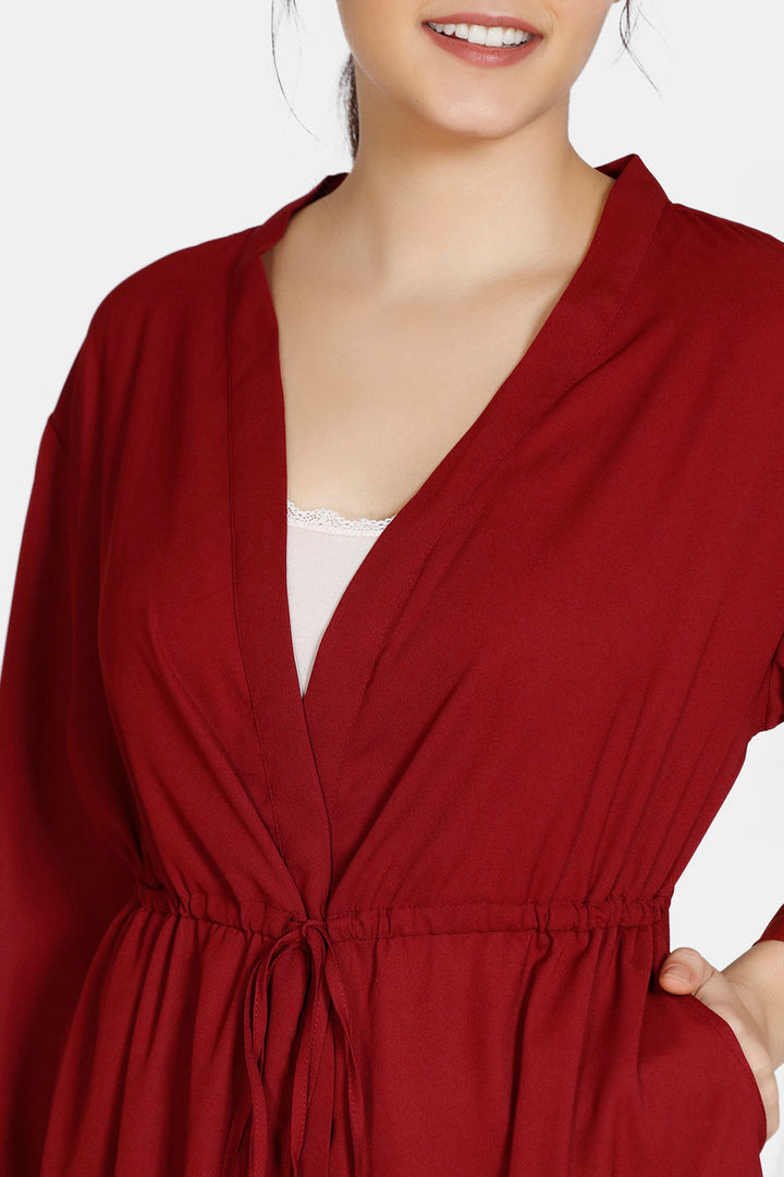 Zivame Bridal Trousseau Poly Crepe Knee Length Sleep Robe