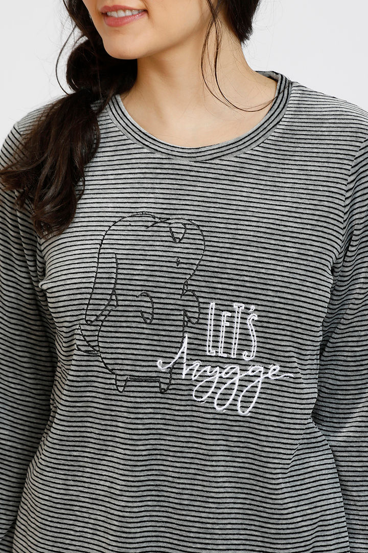 Zivame Velour Poly Knit Cotton Super Soft Sleep Top