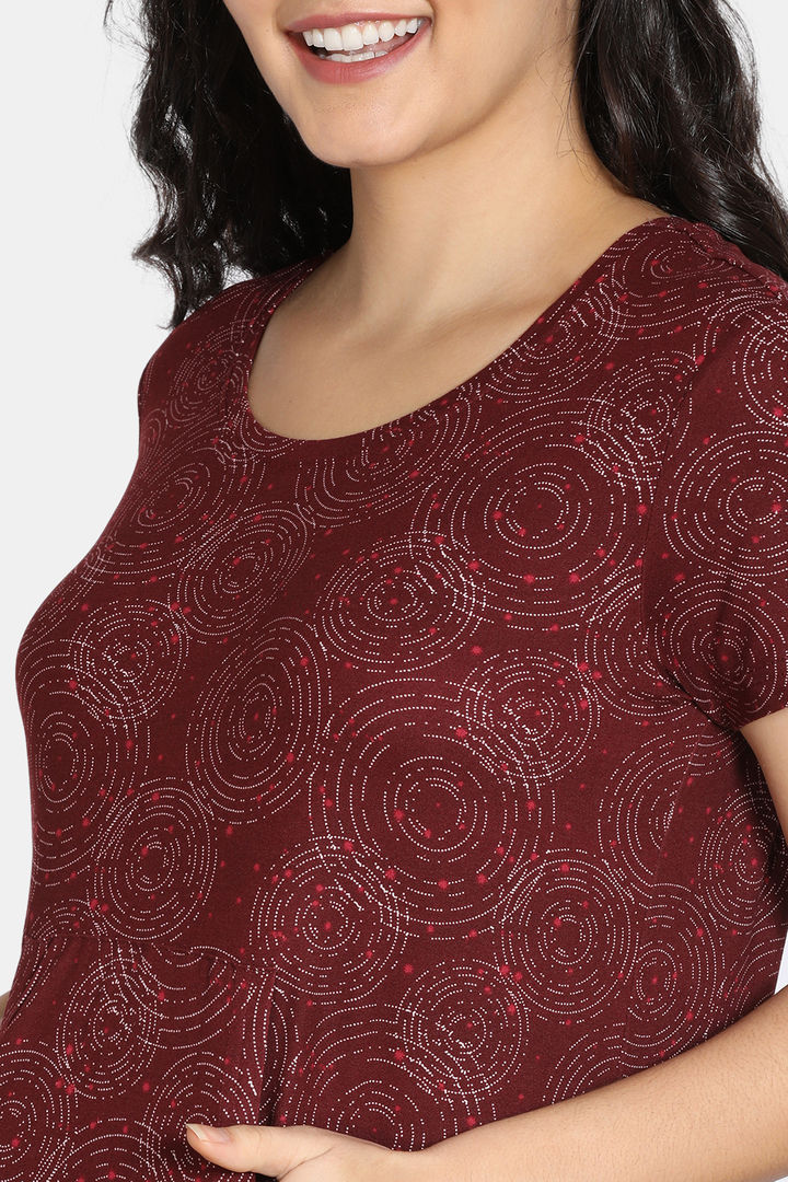 Zivame Starstruck Butter Soft Poly Knit Mid Length Nightdress