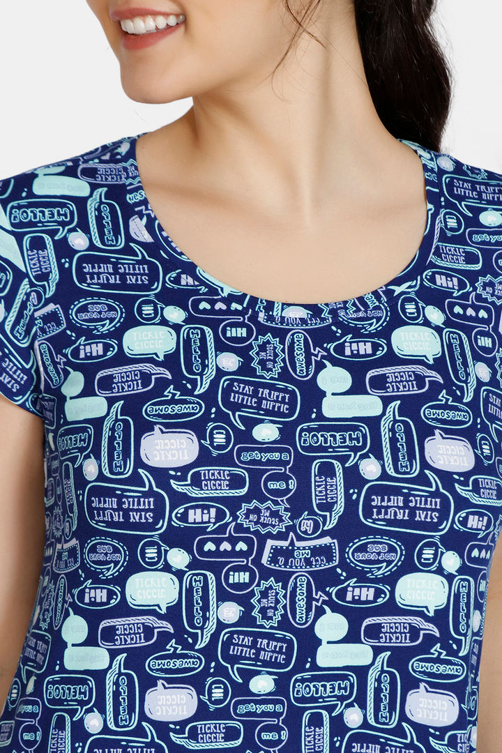 Zivame Fun Frolic Butter Soft Poly Knit Mid Length Nightdress