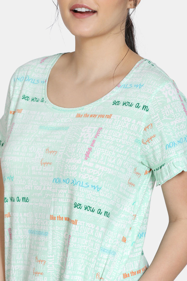 Zivame Fun Frolic Cotton Mid Length Nightdress