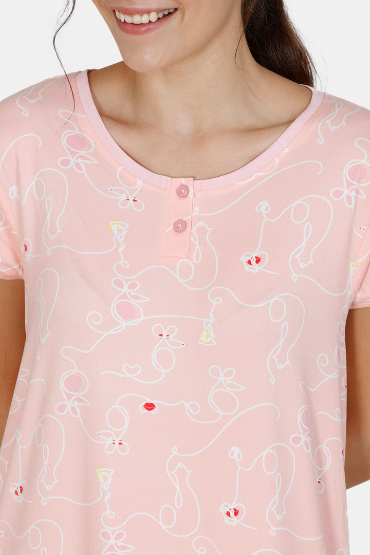 Zivame Sassy Mouse Butter Soft Poly Knit Knee Length Nightdress