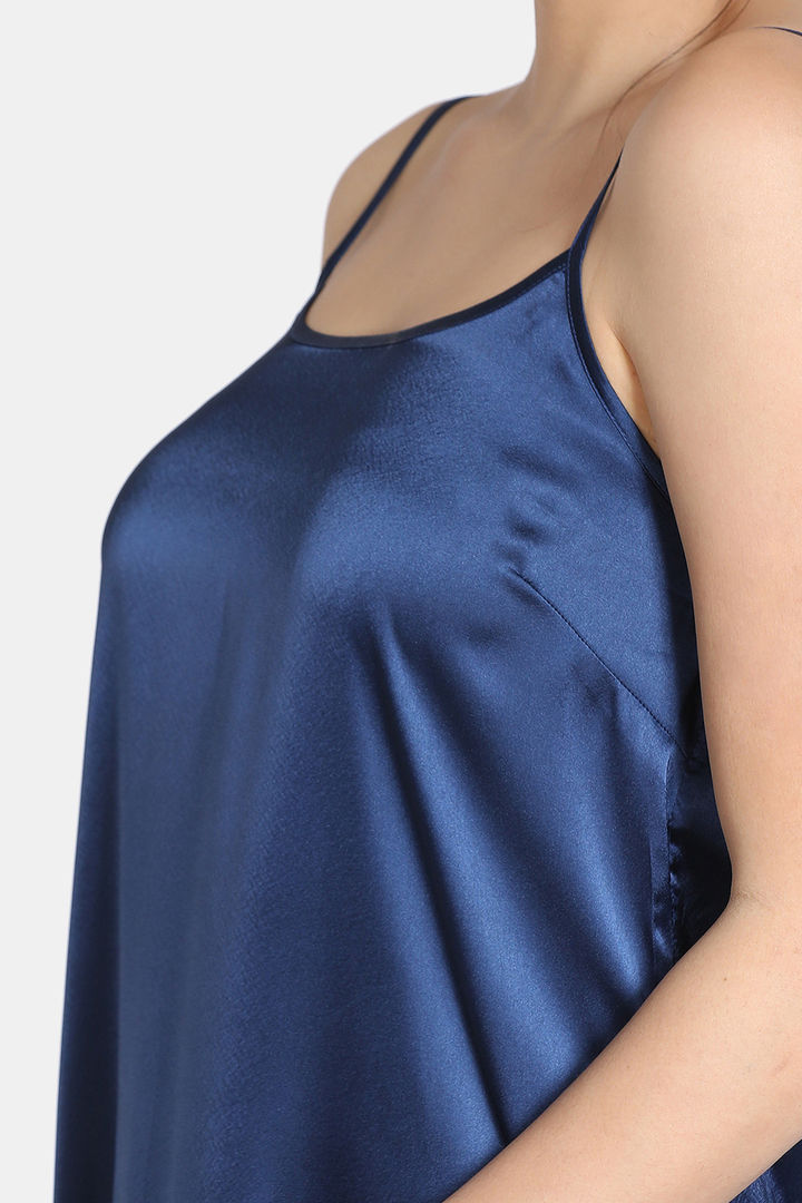 Zivame Soft Ruffles Satin Mid Length Nightdress
