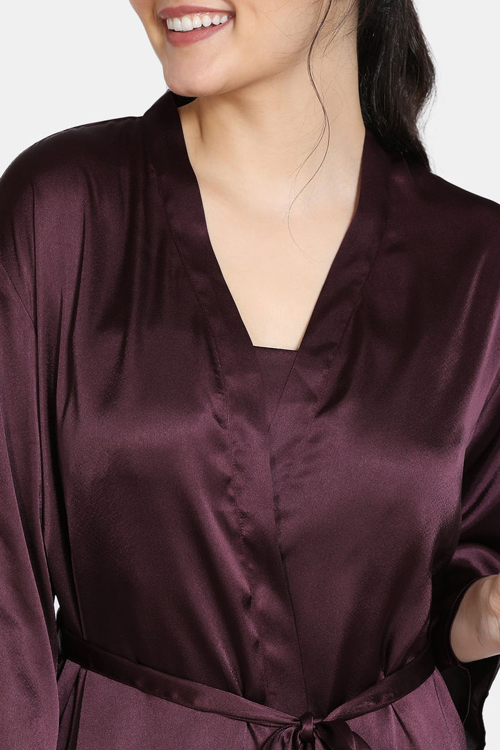 Zivame Soft Ruffles Satin Sleep Robe