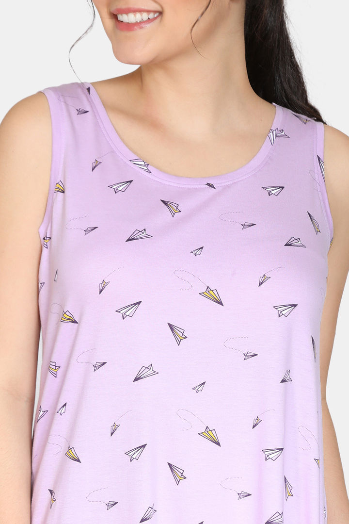 Zivame Paper Town Cotton Knee Length Nightdress