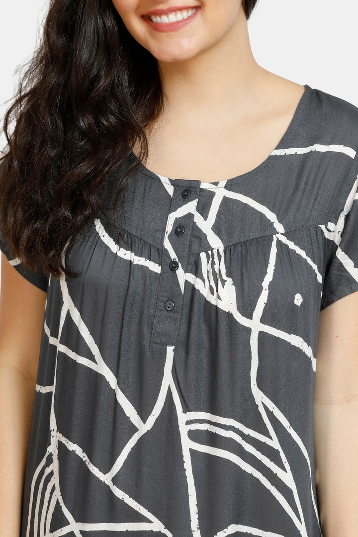 Zivame Front Open Rayon Full Length Nightdress
