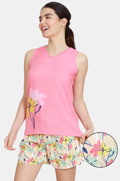 Zivame Pretty Floral Woven Shorts Set 