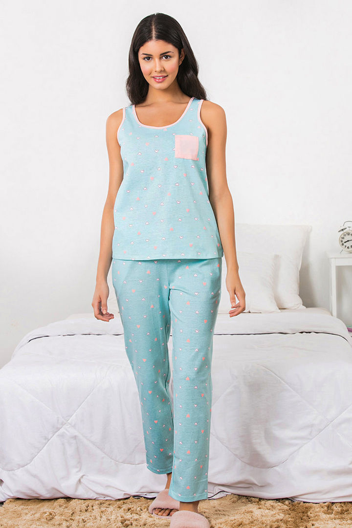Zivame Happy Go Sleepy Knit Cotton Pyjama Set