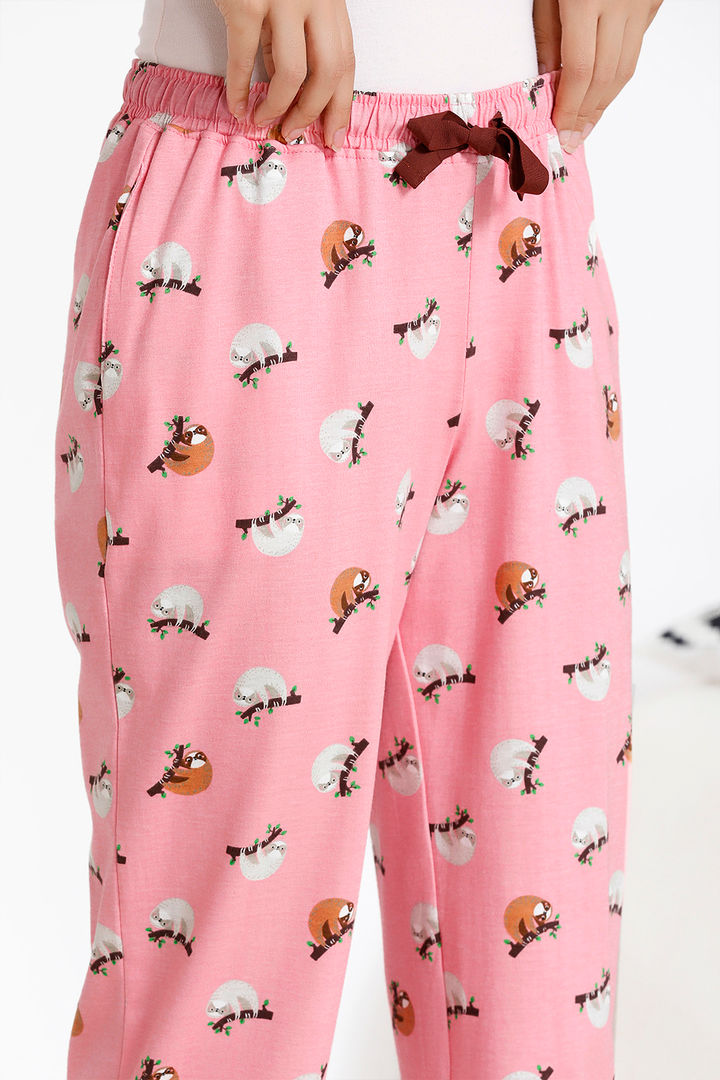 Zivame Tropical Animal Print Cotton Knit Sleep Pyjama