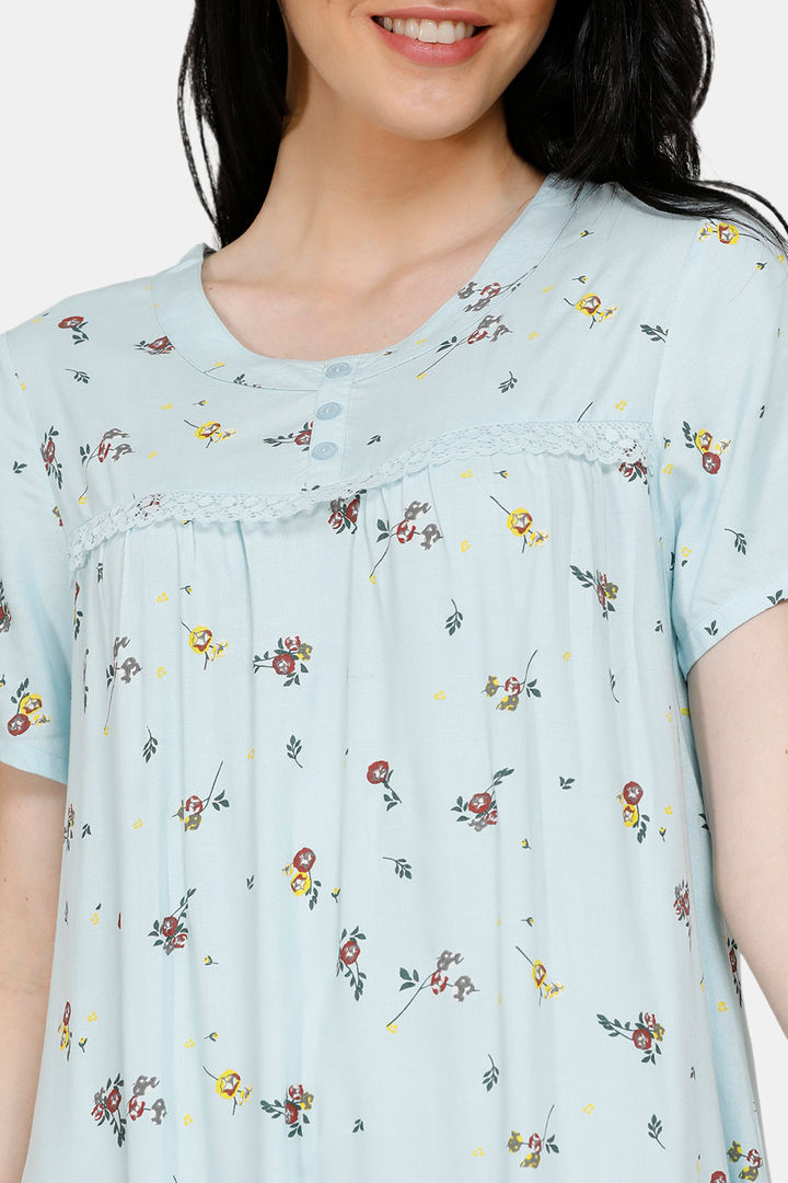 Zivame Summer Chintz Rayon Full Length Nightdress