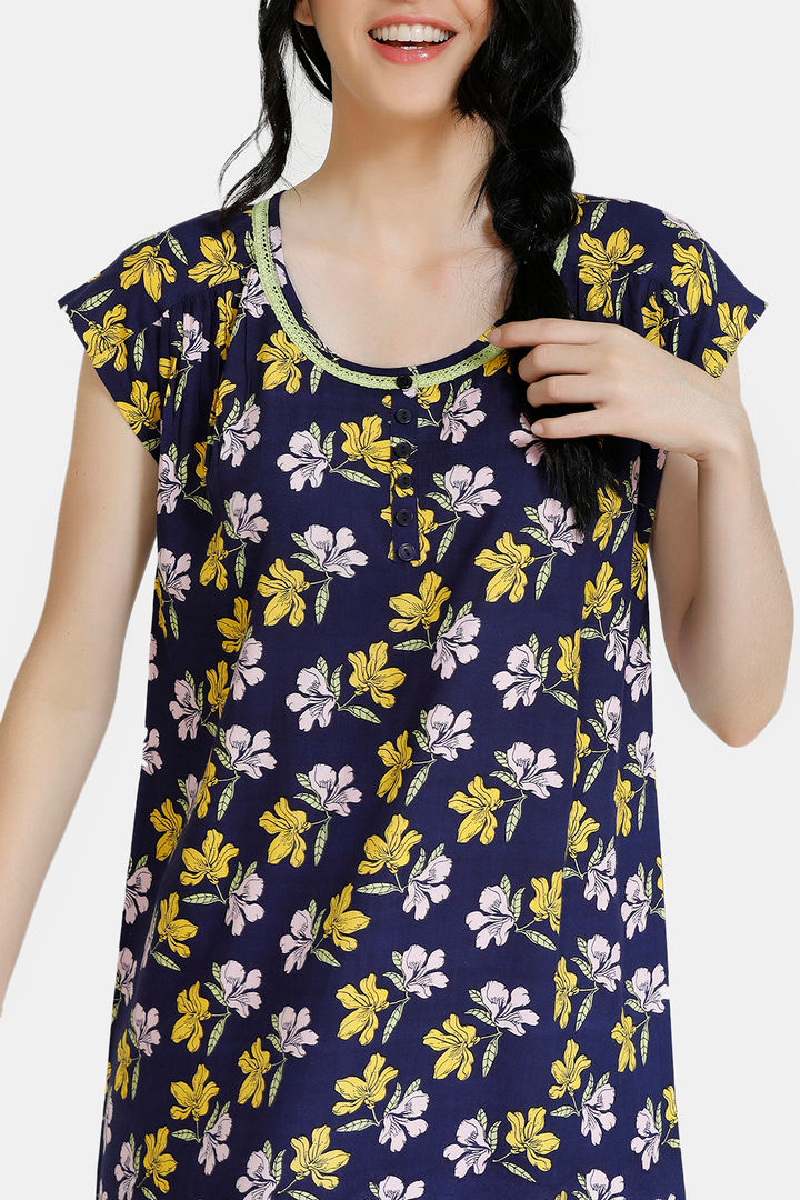Zivame Dark Blooms Full Length Nightdress