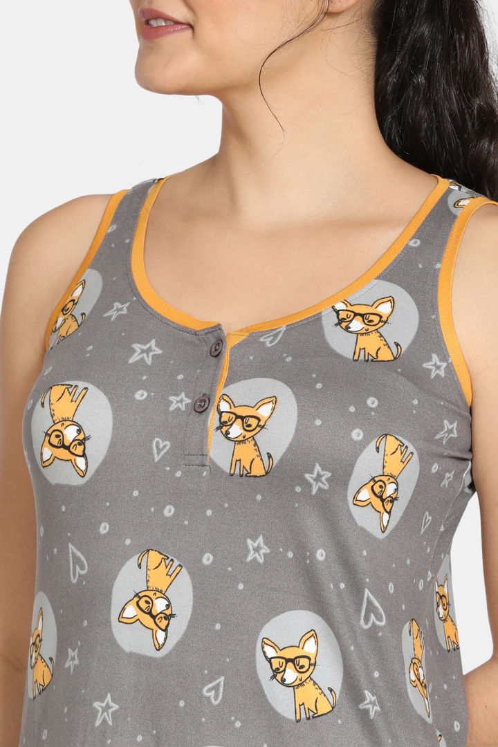 Zivame Paws Butter Soft Poly Knit Mid Length Nightdress