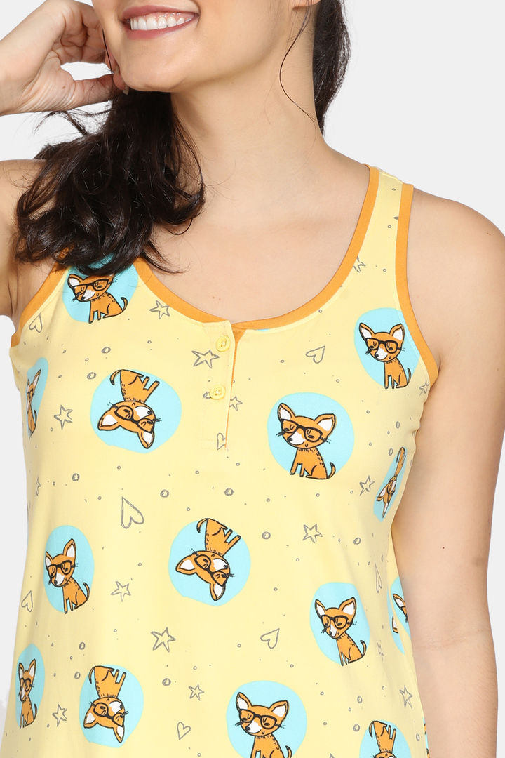 Zivame Paws Butter Soft Poly Mid Length Night Dress