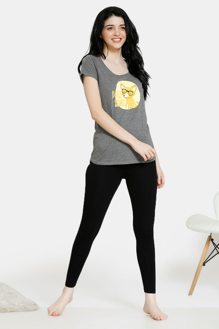 Zivame Paws Knit Cotton Sleep Top