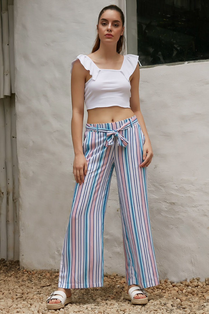 Zephyr Stripe Printed Flared Pants