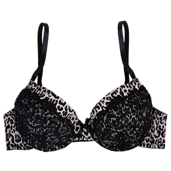 model image of Zivame Cuppa Contrast Animal Printed Moderate Pushup Bra- Black
