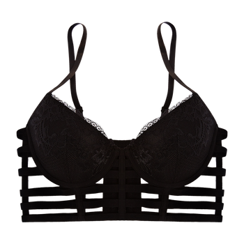 model image of Zivame Lace Touch Gentle Push Up Longline Cage Bra-Black