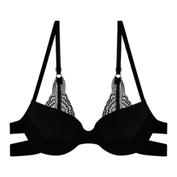 model image of Zivame Anti Dig Lace Touch Moderate Pushup Black Bra