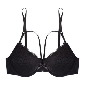 model image of Zivame Lace Touch Demi Coverage Laser Wings Bra-Black