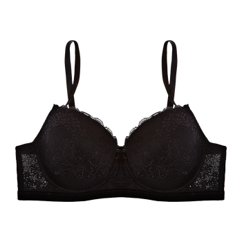 model image of Zivame All That Lace Padded Wired Low Coverage Bra-Black