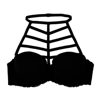 model image of Zivame High Neck Cage Strapless Gentle Smooth Push Up Bra-Black