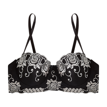 model image of Zivame Embroidered Padded Balconette Bra- Black