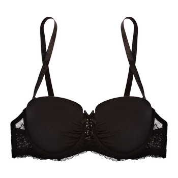 model image of Zivame All That Lace Push Up Wired Low Coverage Strapless Bra-Black