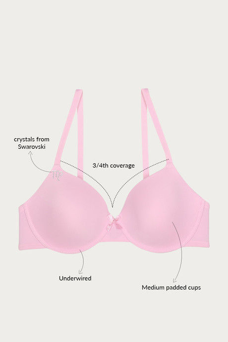 Zivame Zodiac Collection Padded Wired 3 4th Coverage T Shirt Bra Light Pink