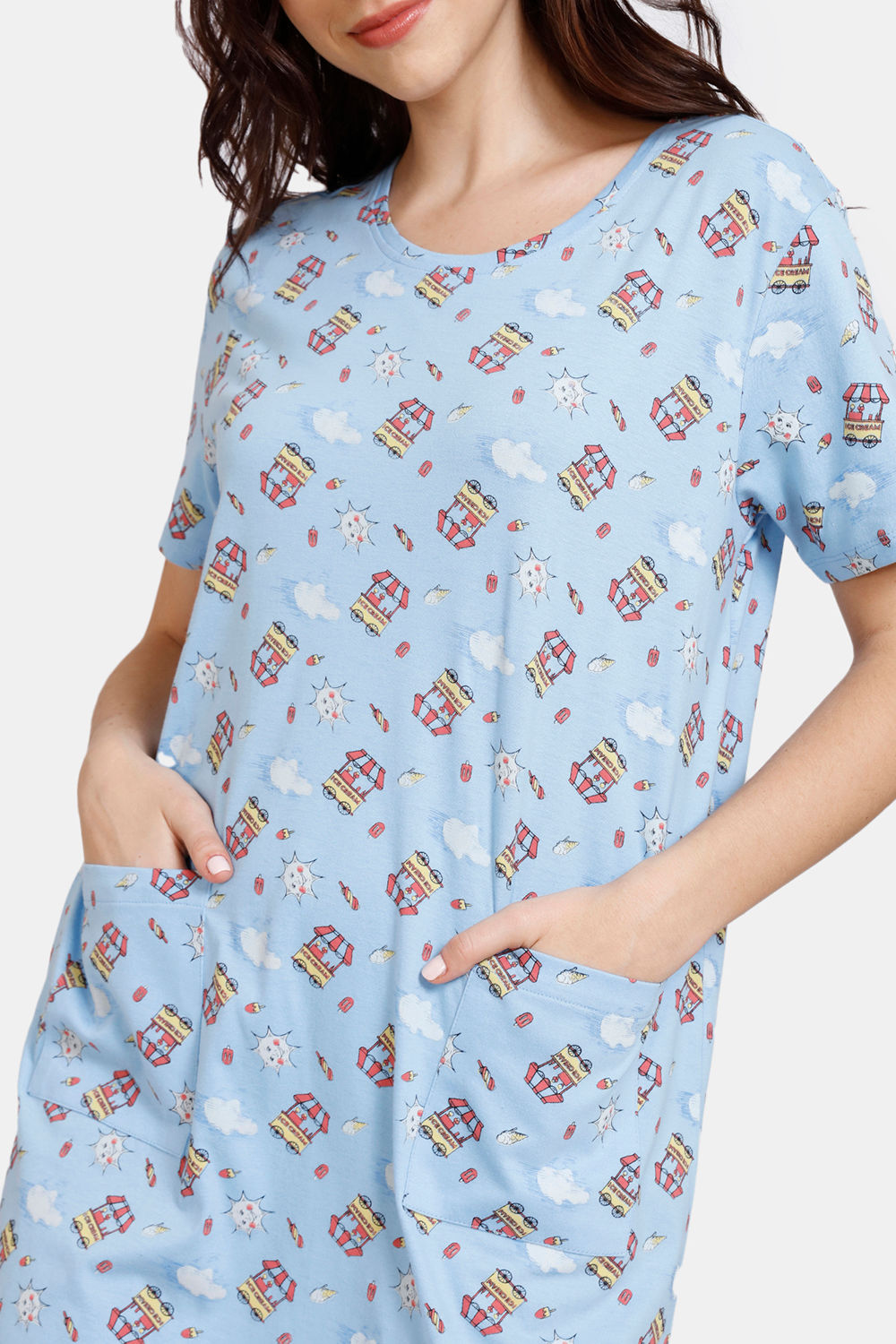 Buy Zivame Mini Me Knit Cotton Mom-Kid Mid Length Nightdress - Blue Bell at  Rs.1718 online