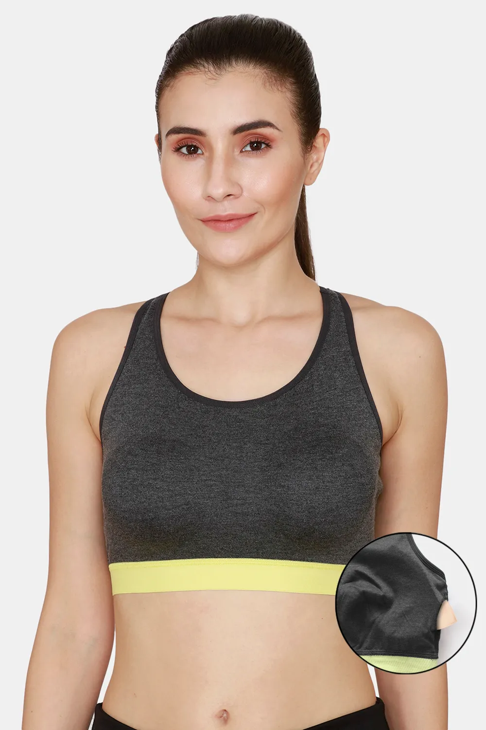 Buy Rosaline Cotton Rich Sports Bra With Removable Pads