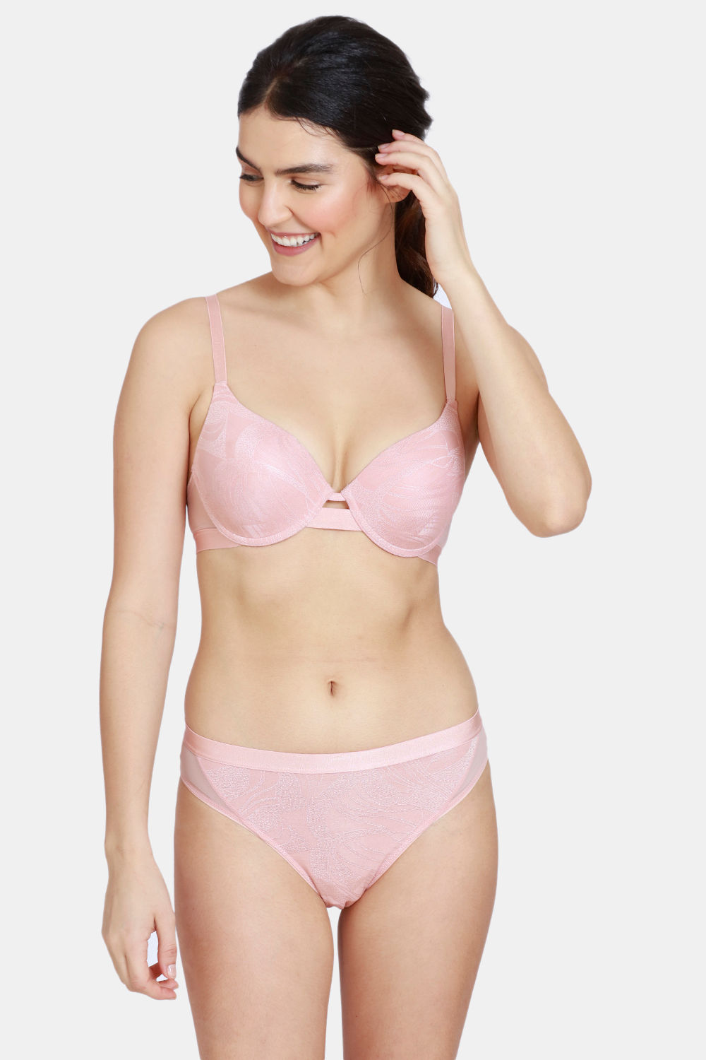 Buy Zivame Jacquard Lace Front Paded Underwired Camisole Bra- Pink (A-D)  Online at Low Prices in India 