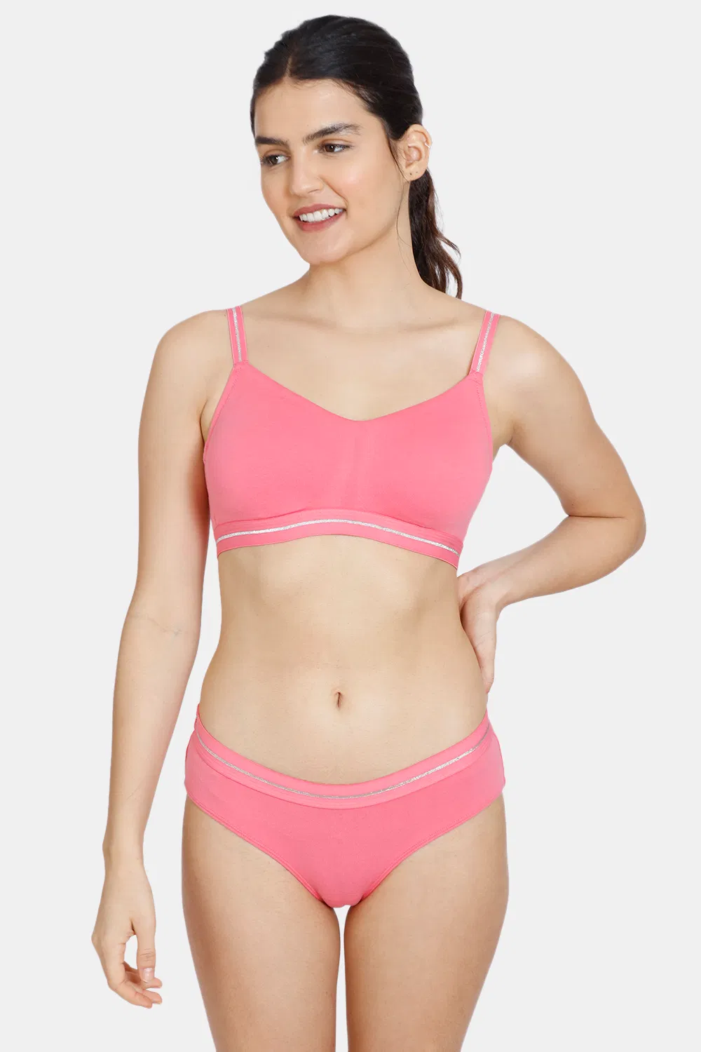 Buy Zivame Pushup Strapless Bra with Thong Panty- Pink at Rs.1390