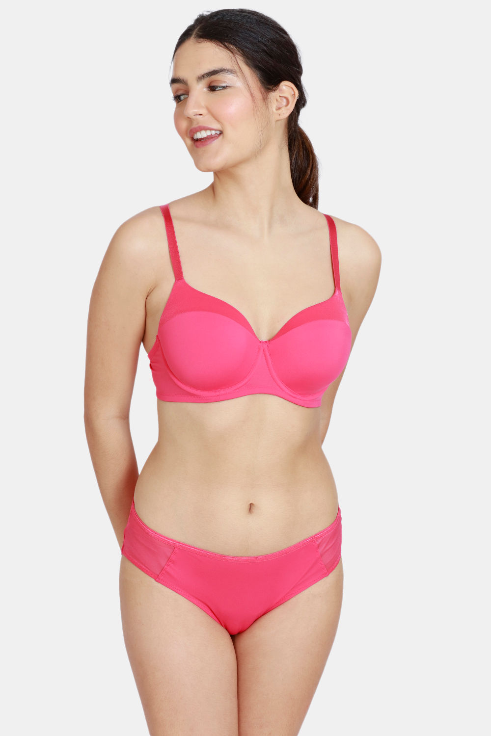 Buy Zivame Cotton Fresh Rose Razzle Underwired T-Shirt Bra with Bikini  Panty- Red at Rs.1290 online
