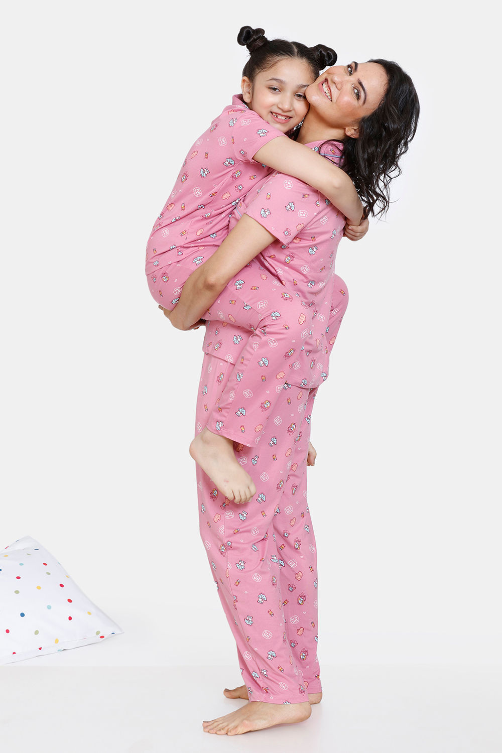 Zivame Mini Me Knit Poly Mom Kid Pyjama Sets Orchid Smoke