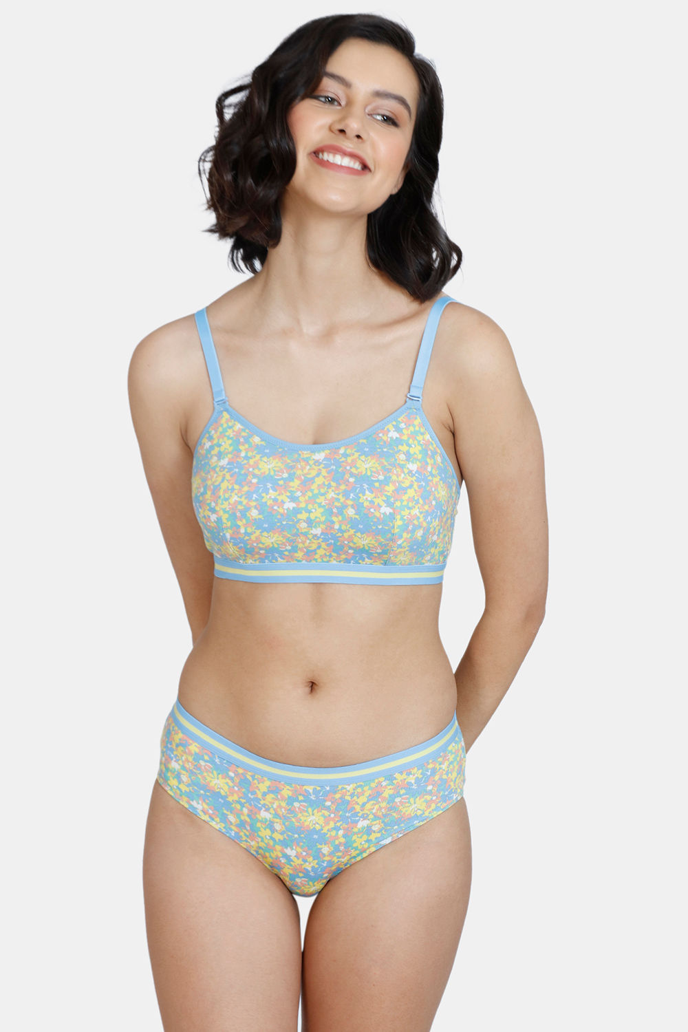Printed Non Padded Non Wired Bra Panty Set