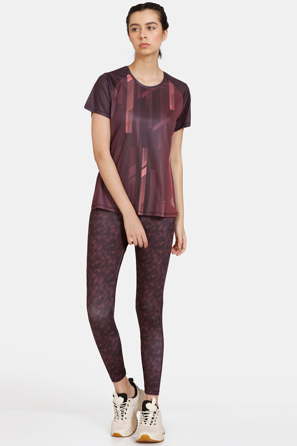 Buy Zelocity Relaxed Fit Quick Dry Top With High impact Quick Dry Leggings - Coral Quartz