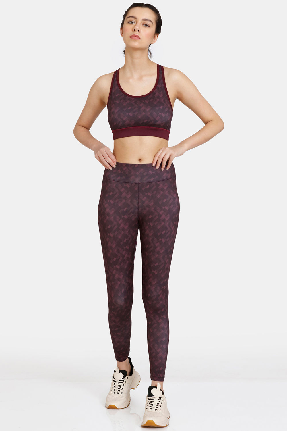 Buy Zelocity Sports Bra With High impact Quick Dry Leggings - Fig