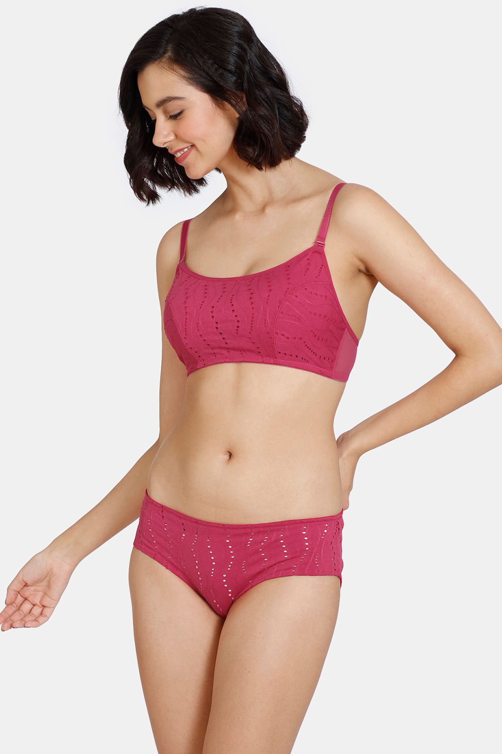 Buy Zivame Kokum Sherbet Padded Non-Wired 3/4th Coverage Cami Bra With Hipster Panty - Love Potion