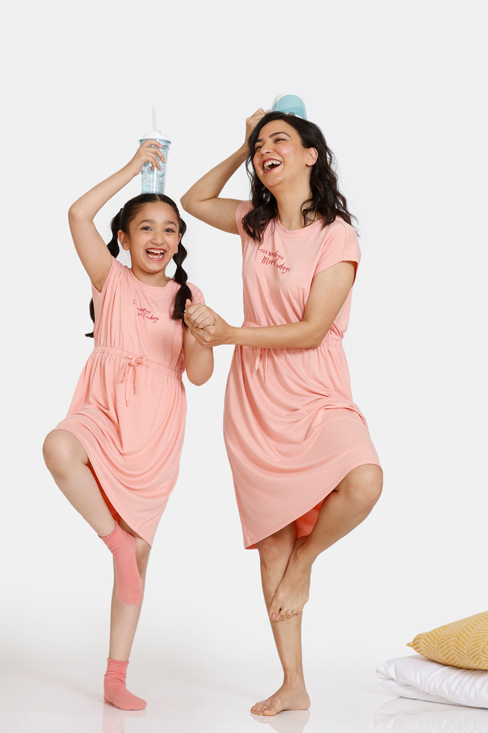 Buy Zivame Mini Me Knit Poly Mom-Kid Loungewear Dress - Coral Cloud