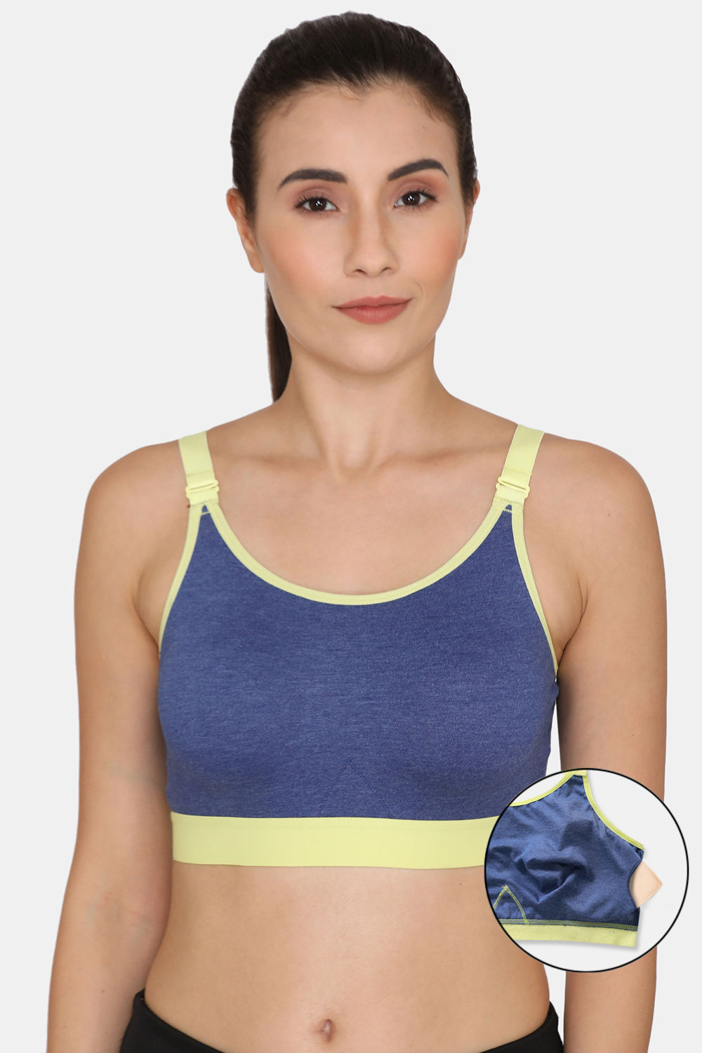 Buy Rosaline Cotton Rich Sports Bra With Removable Pads - Sodalite Blue