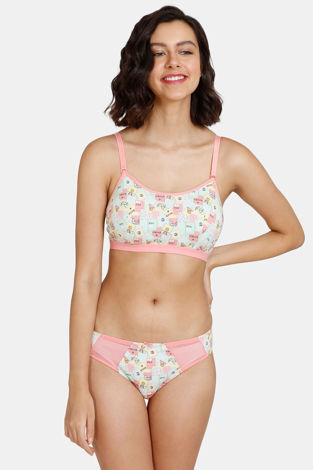Buy Zivame Retro Vibes Padded Non Wired Full Coverage Cami Bra - Flamingo  Pink at Rs.548 online