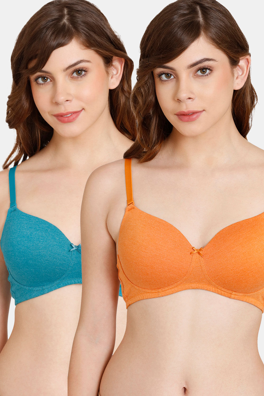 Buy Rosaline Padded Non-Wired 3/4th Coverage T-Shirt Bra (Pack of 2) - Harbor Maple