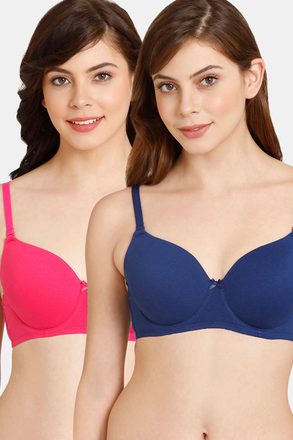 Buy Rosaline Padded Wired 3/4th Coverage T-Shirt Bra (Pack of 2) - Blue Beetroot