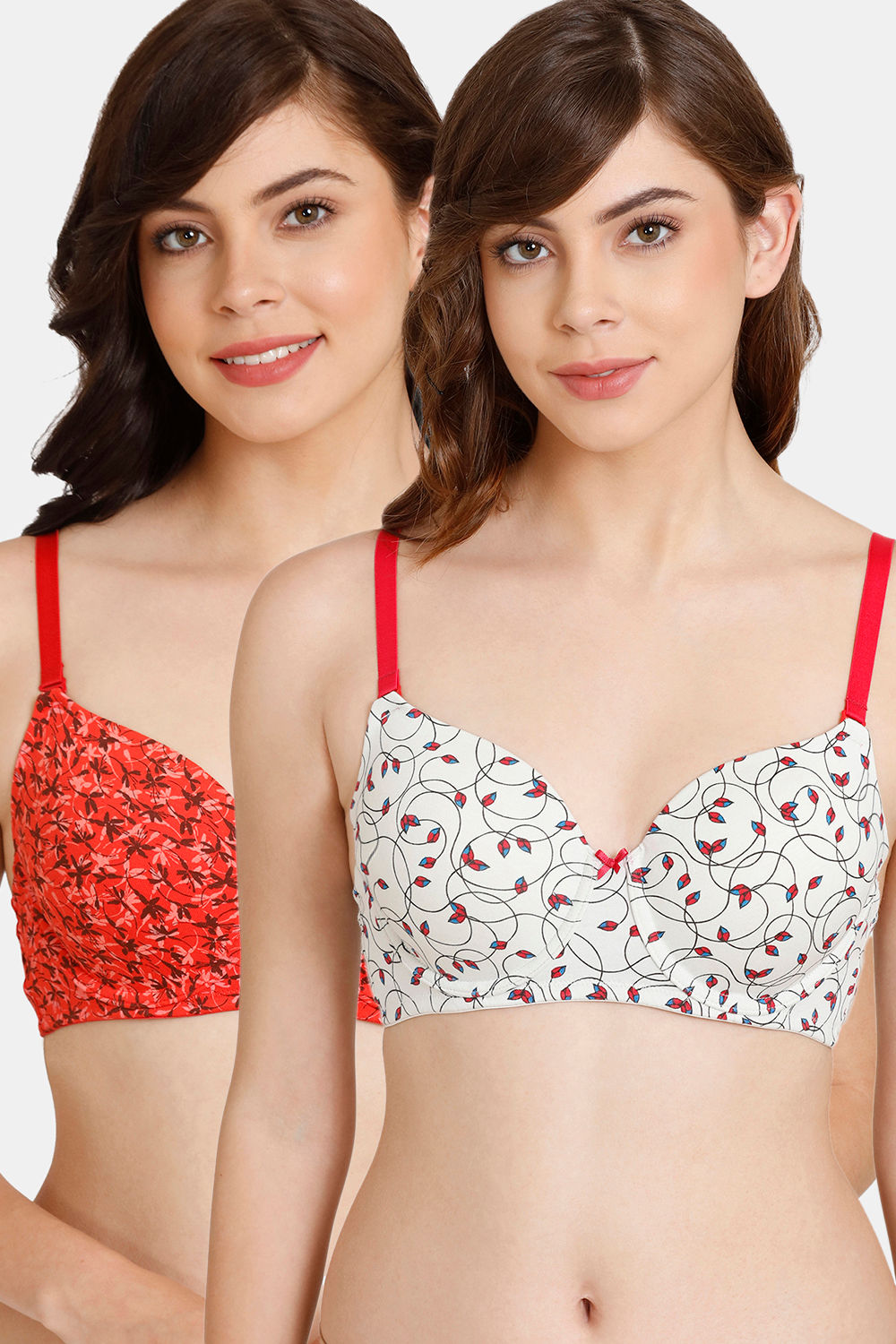 Buy Rosaline Padded Wired 3/4th Coverage T-Shirt Bra (Pack of 2) - Poppy Blue