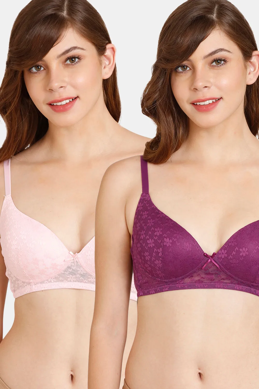 Buy Pack of 2 Medium Coverage Non Padded Lace Bra Online