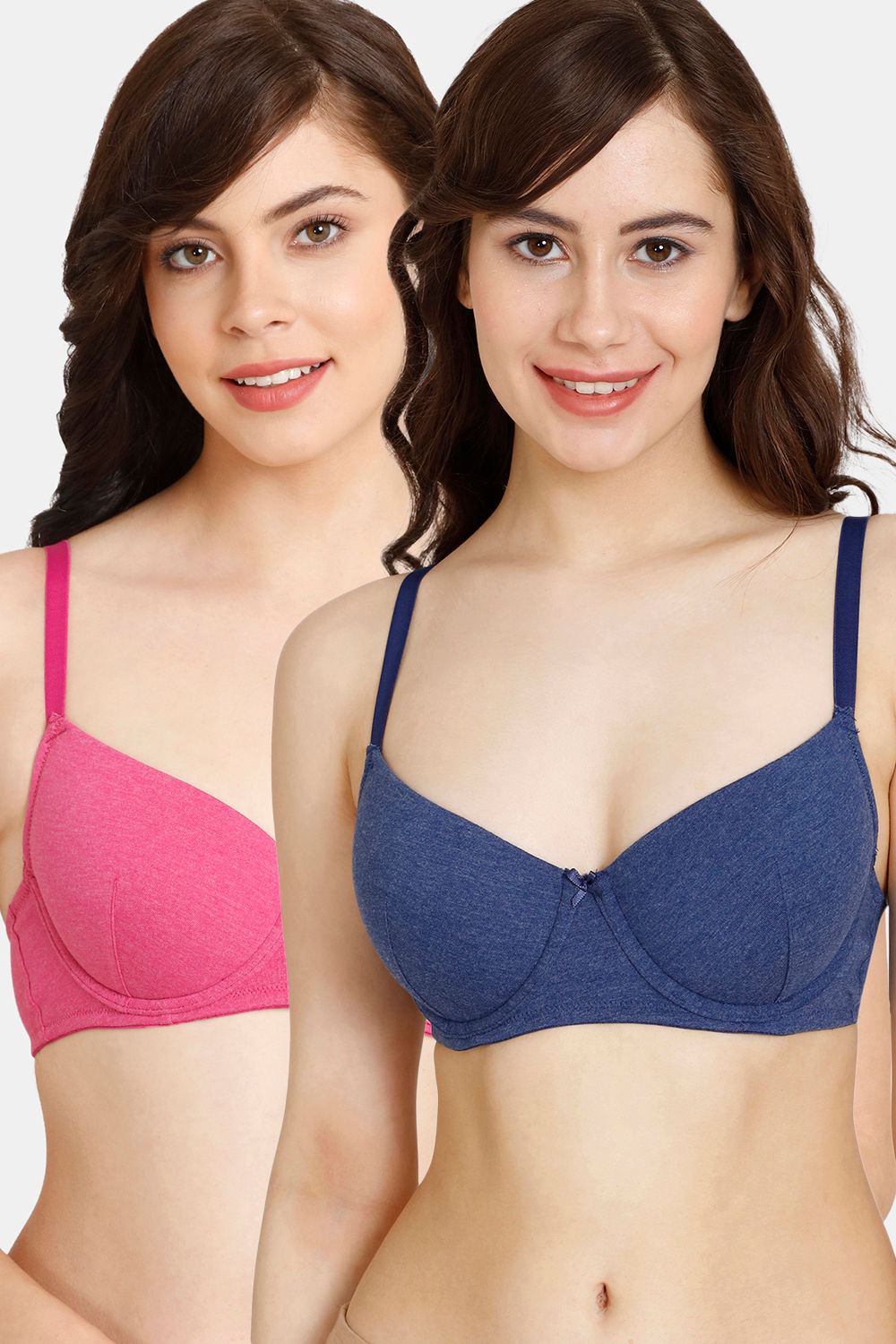 Buy Rosaline Padded Wired 3/4th Coverage T-Shirt Bra (Pack of 2) - Festival Fuchsia Blue
