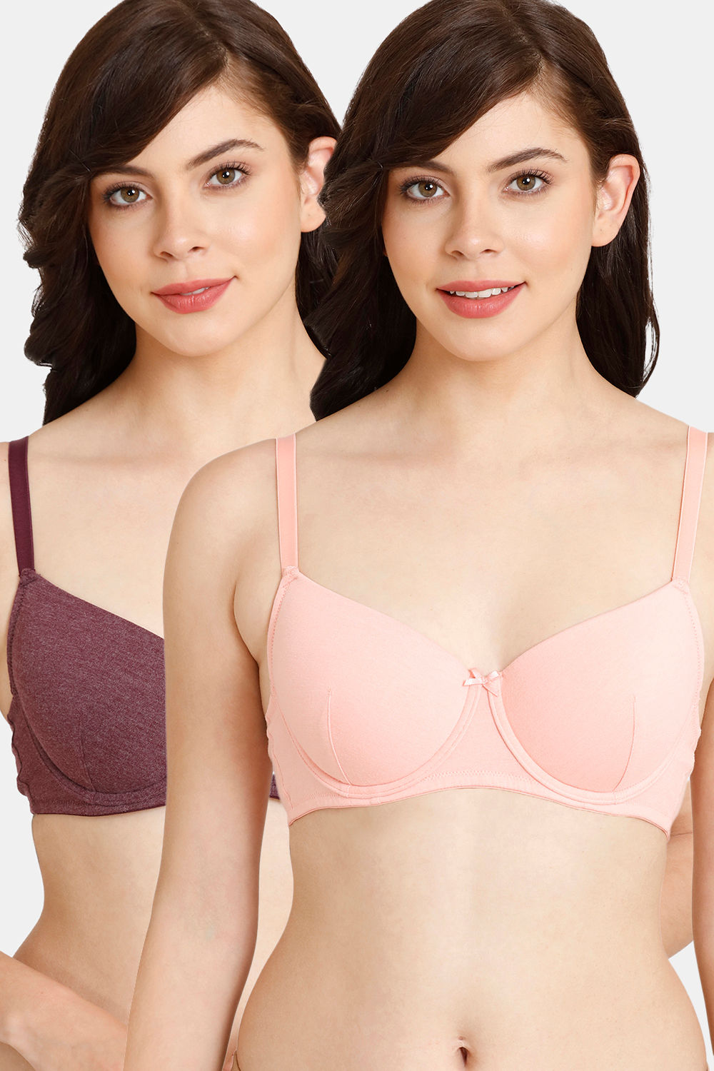Buy Rosaline Padded Wired 3/4th Coverage T-Shirt Bra (Pack of 2) - Candlelight Winter